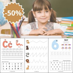 Montessori Mega paket: slovenska abeceda, številke, matematika, vzorci in pobarvanke