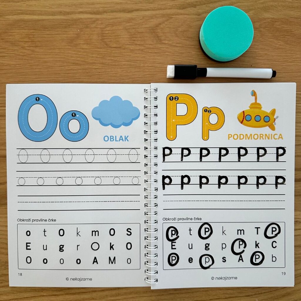 PIŠI–BRIŠI delovni zvezek po Montessori metodi