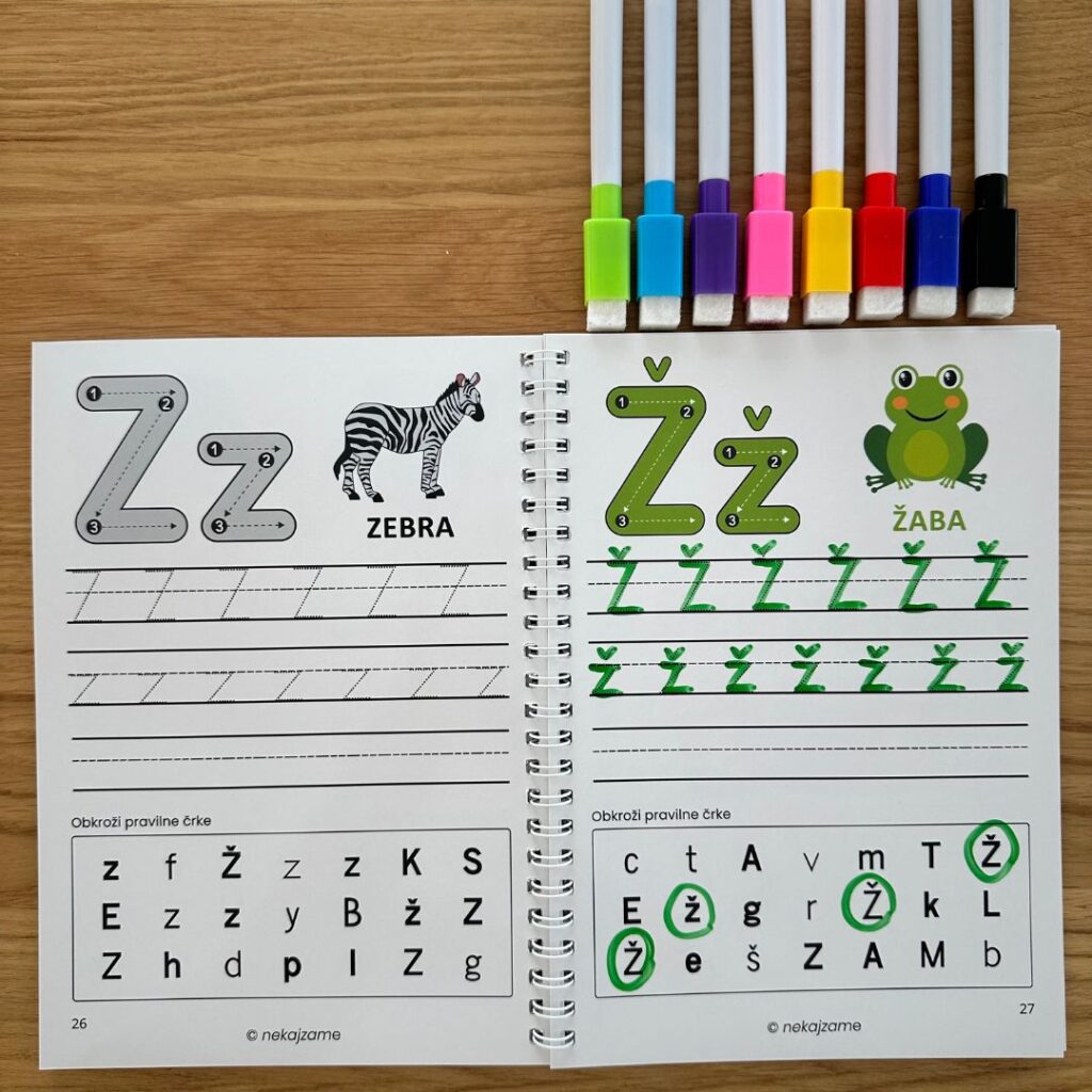 PIŠI–BRIŠI delovni zvezek po Montessori metodi