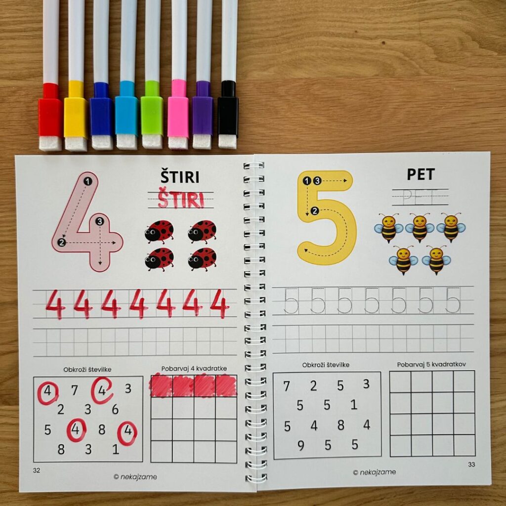 PIŠI–BRIŠI delovni zvezek po Montessori metodi
