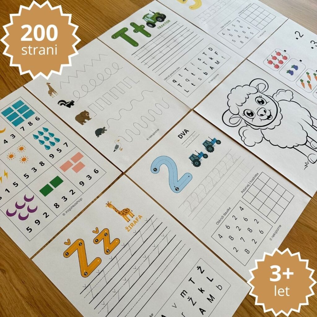 Montessori paket + angleščina za najmlajše (PDF 200 + 170 strani) 