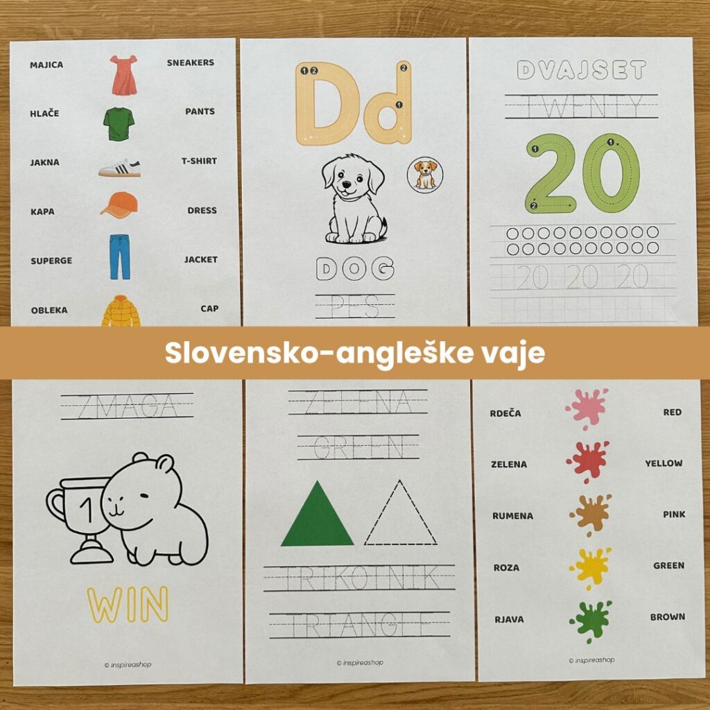 Montessori paket + angleščina za najmlajše (PDF 200 + 170 strani) 